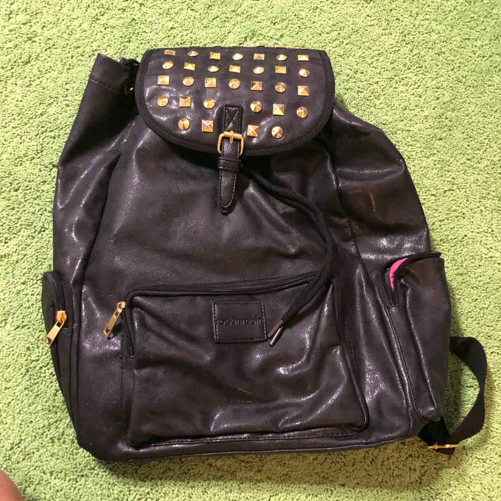 Leather studded backpack